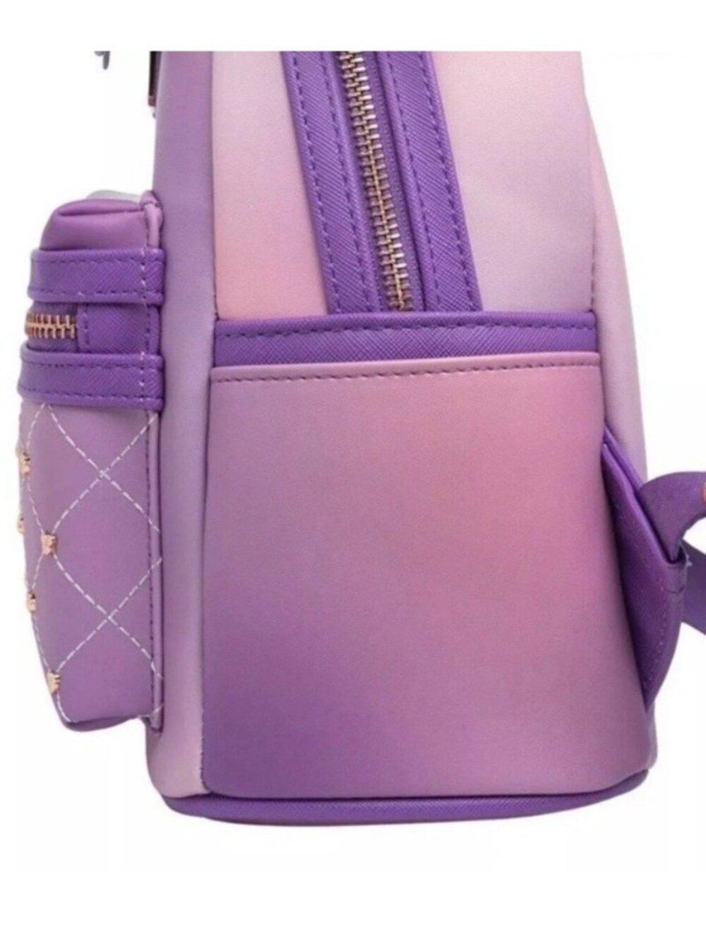 Loungefly Disney Minnie Mouse Purple Quilted Mini Backpack Lavendar Haze Bow NWT - Picture 4 of 7